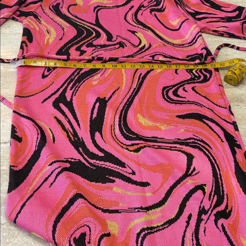 NWT Beautiful Zara Turtleneck pink, orange, black & lime green sweater dress. - Picture 7 of 11